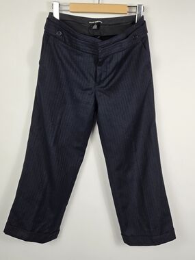 Club Monaco Size 2 Women’s Navy Pinstripe Wool Blend Crop Cuffed Dress Pants